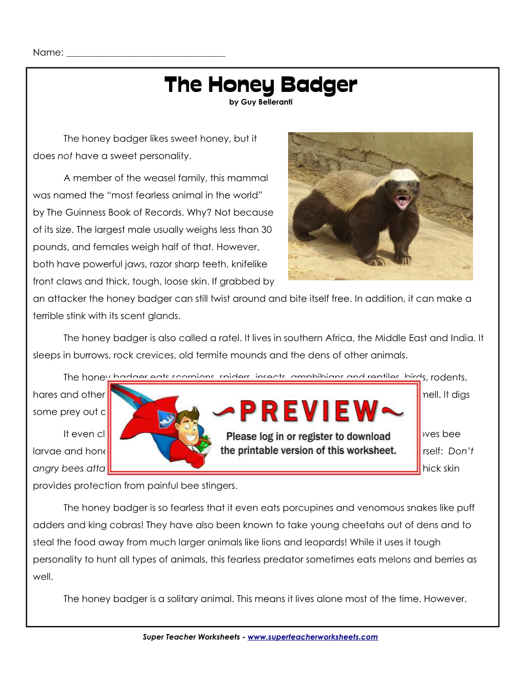 The Honey Badger by Guy Belleranti