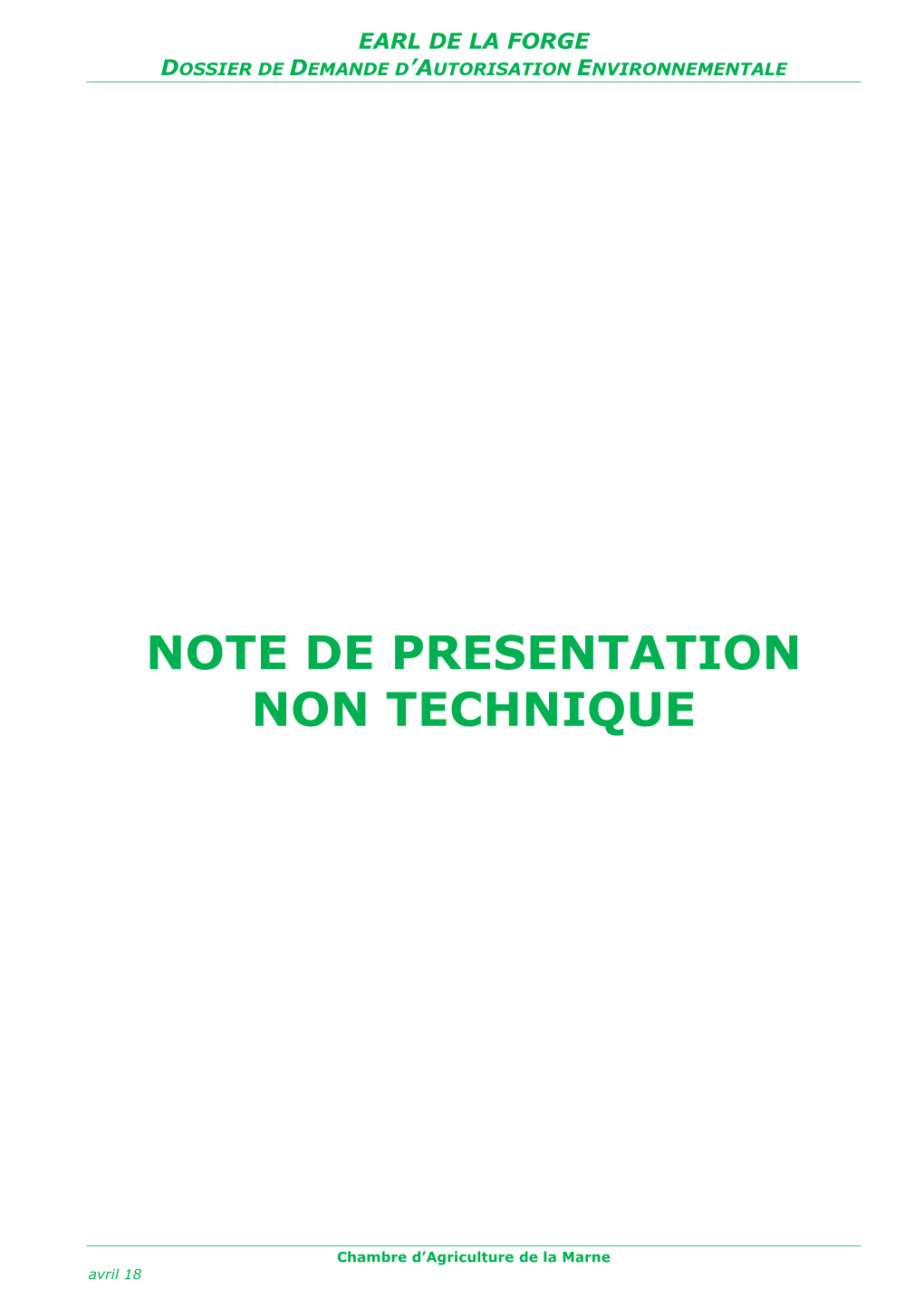 Note De Présentation