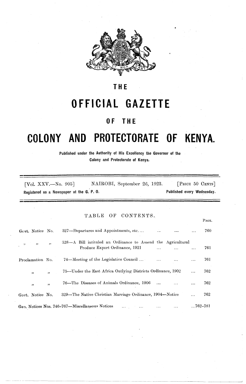 COLONY and Protettorate 0F Kenya