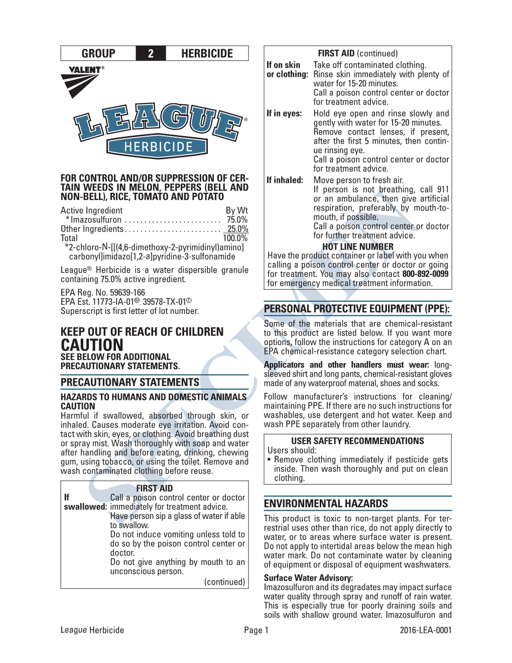 CAUTION EPA Chemical-Resistance Category Selection Chart