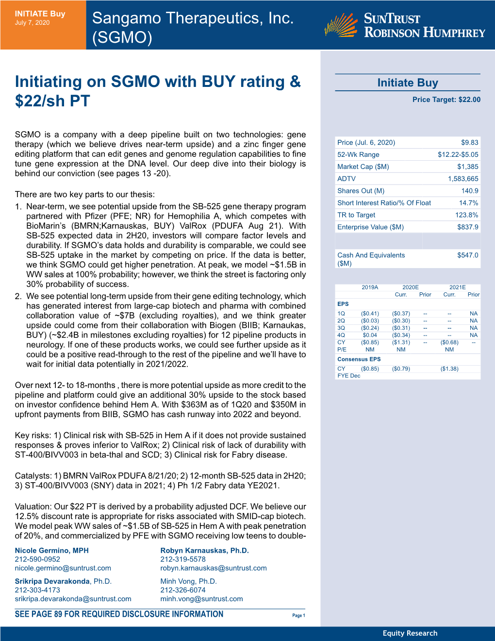 Sangamo Therapeutics, Inc. (SGMO)