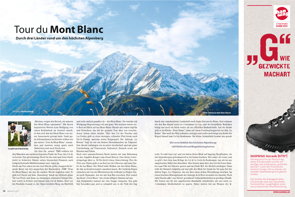 Tour Du Mont Blanc Durch Drei Länder Rund Um Den Höchsten Alpenberg