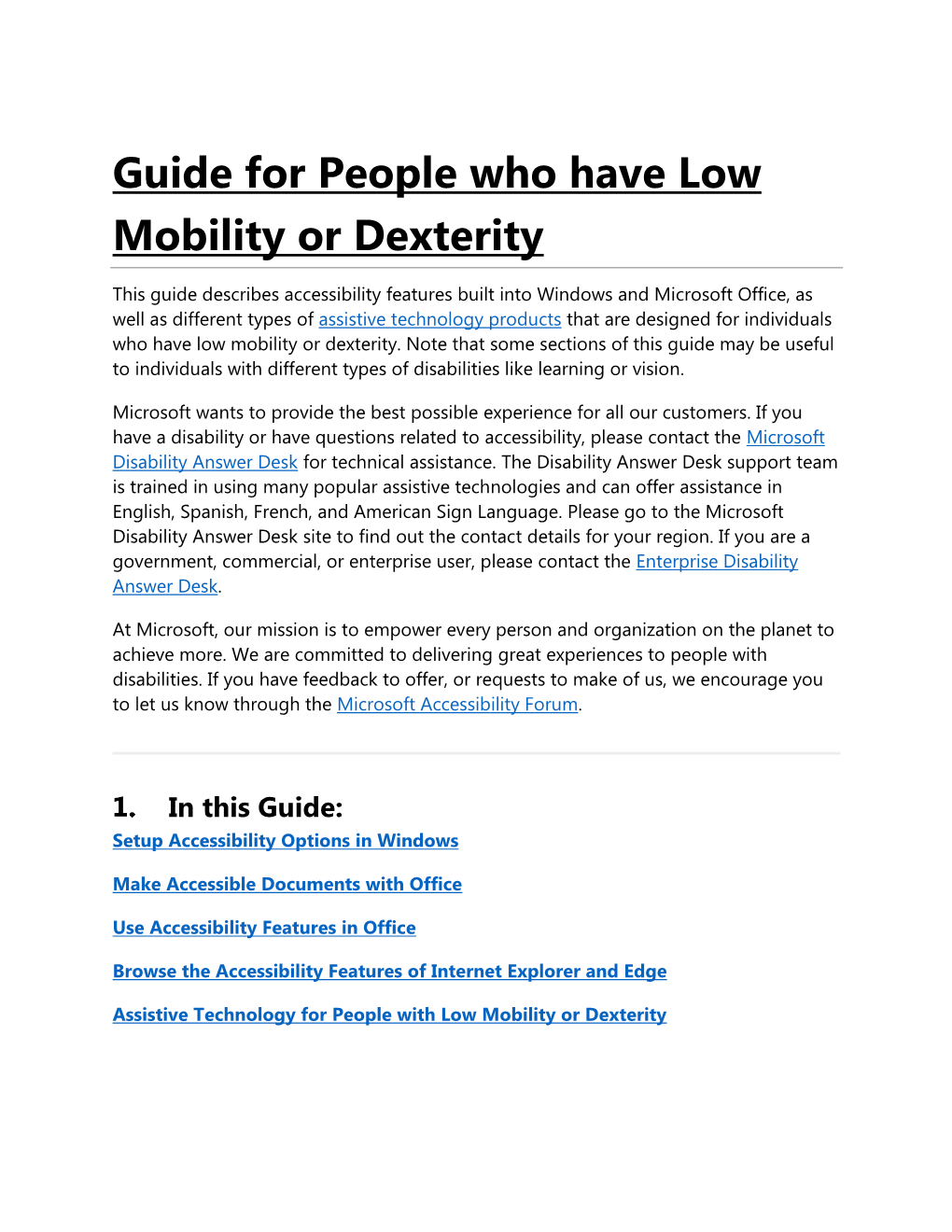 Guide for People Who Have Low Mobility Or Dexterity