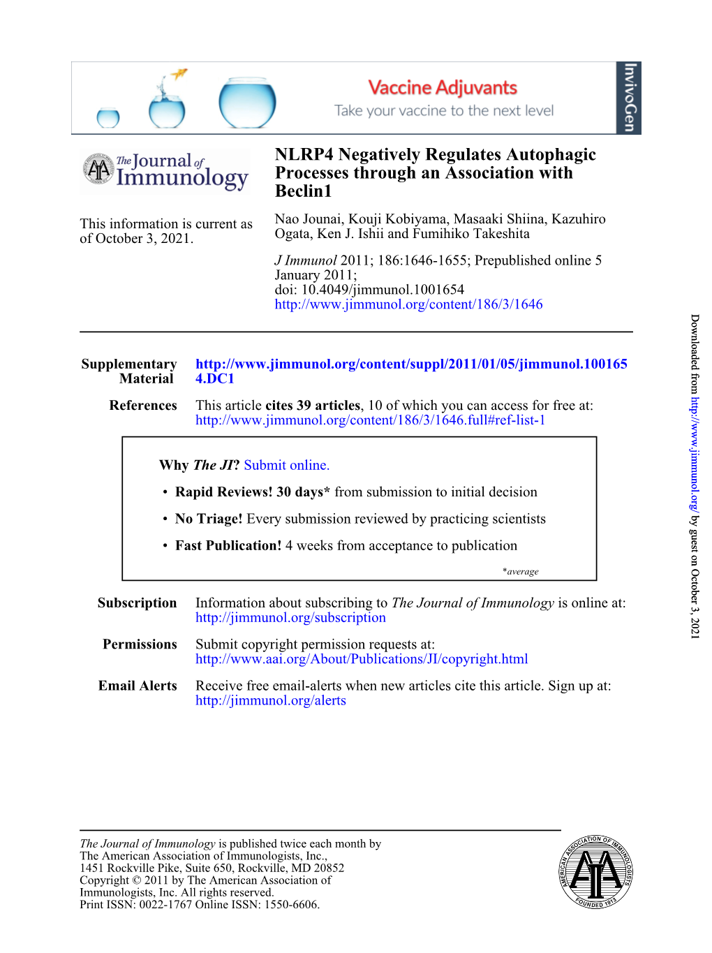 Beclin1 Processes Through an Association with NLRP4 Negatively