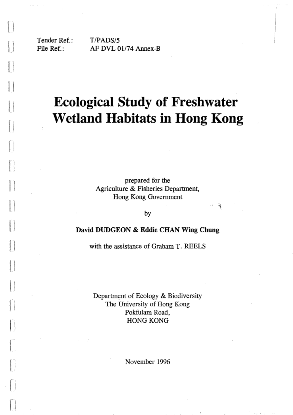 Ecological Study of Freshwater Wetland Habitats in Hong Kong