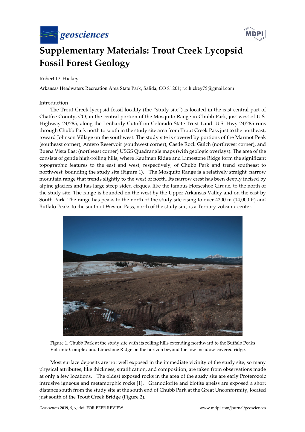 Supplementary Materials: Trout Creek Lycopsid Fossil Forest Geology