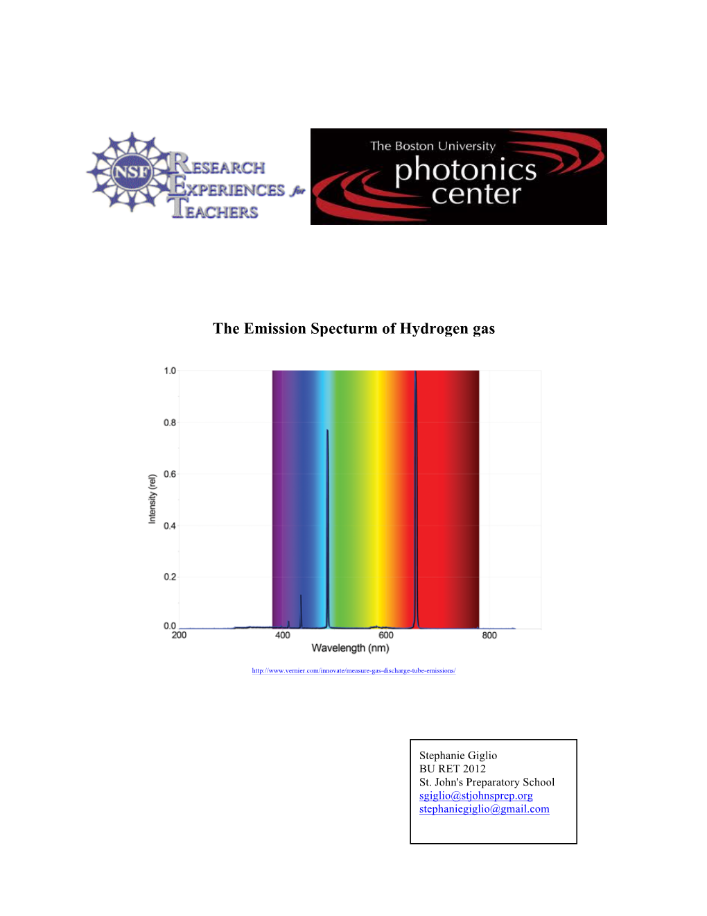 The Emission Specturm of Hydrogen Gas