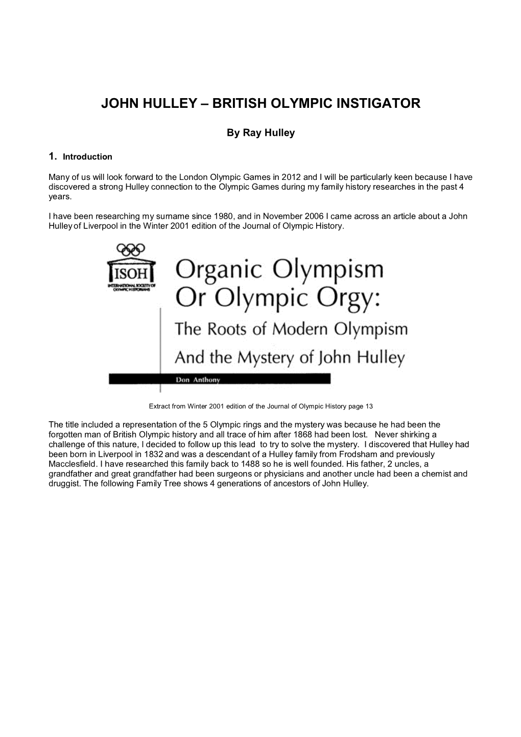 John Hulley – British Olympic Instigator