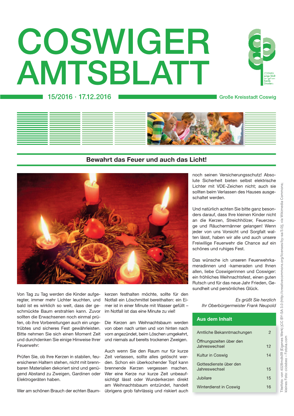 AMTSBLATT 15/2016 · 17.12.2016 Große Kreisstadt Coswig