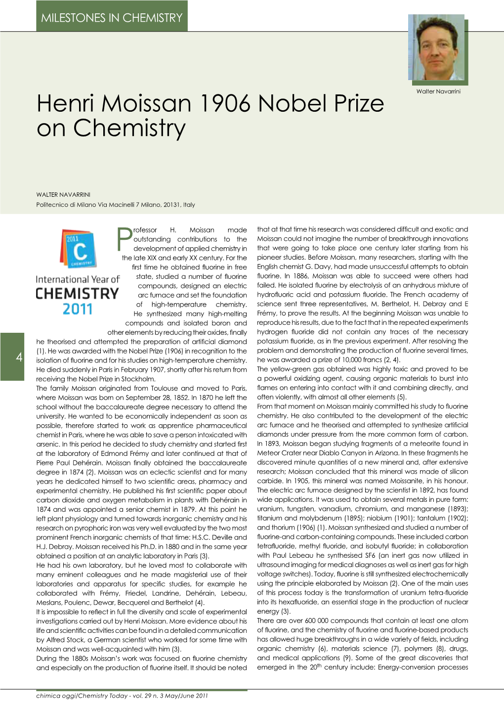 Henri Moissan 1906 Nobel Prize on Chemistry