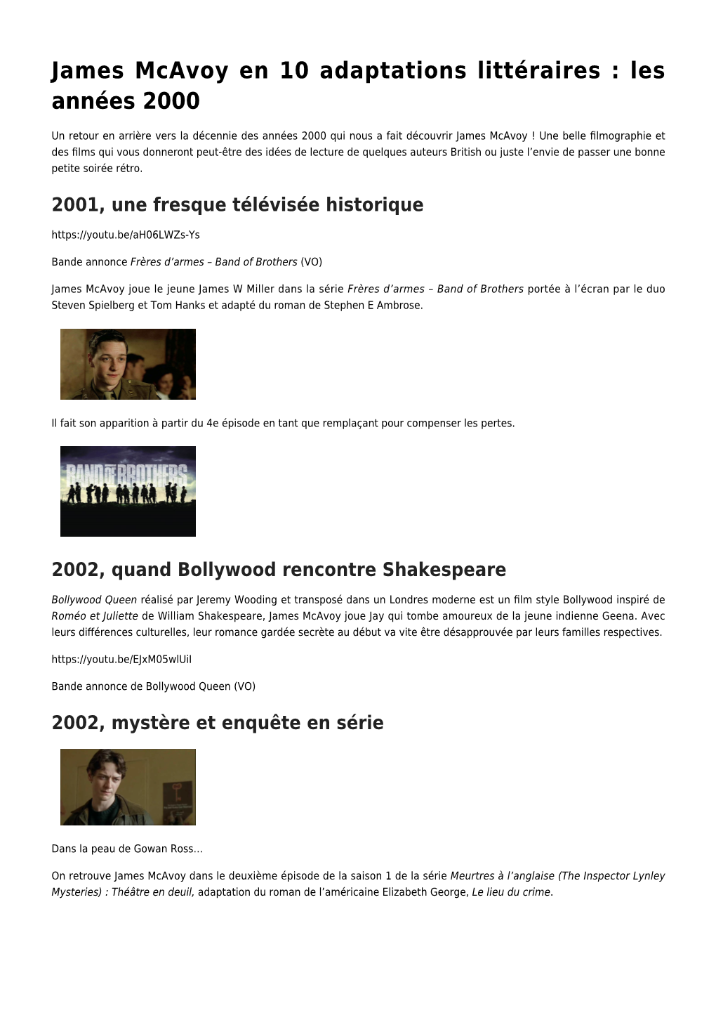 James Mcavoy En 10 Adaptations Littéraires : Les Années 2000