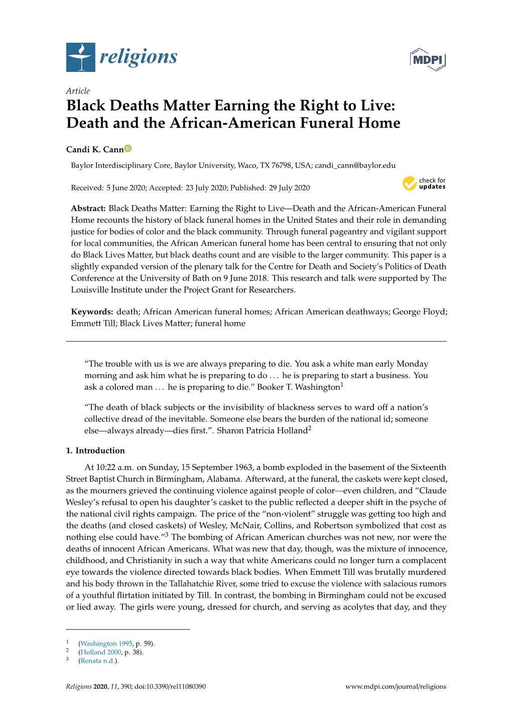 Black Deaths Matter Earning the Right to Live: Death and the African-American Funeral Home