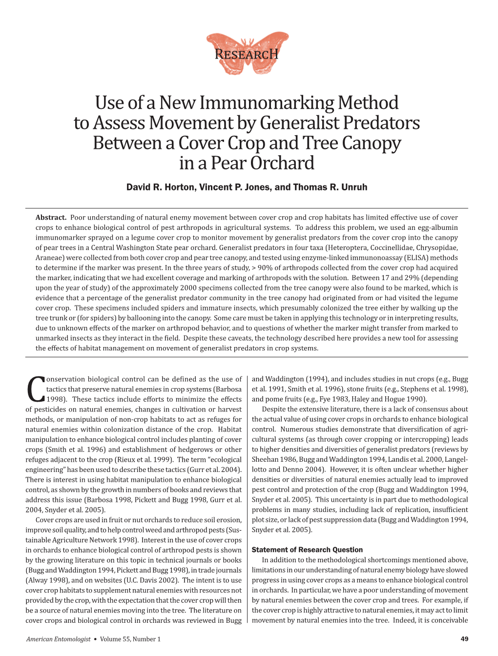 Use of a New Immunomarking Method to Assess Movement by Generalist Predators Betweendavid R