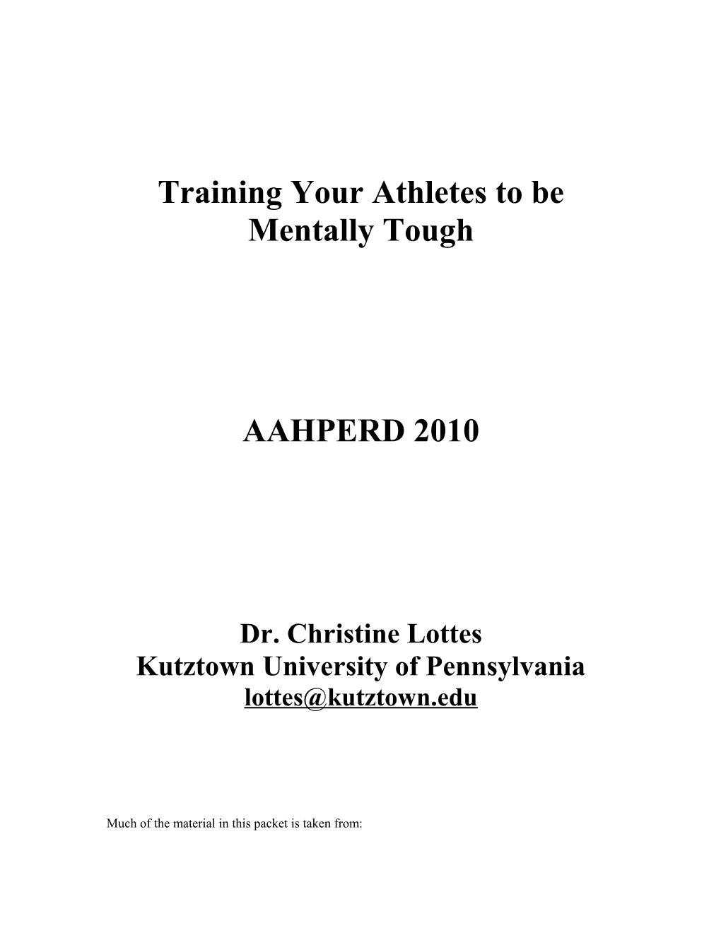 Training Your Athletes to Be Mentally Tough