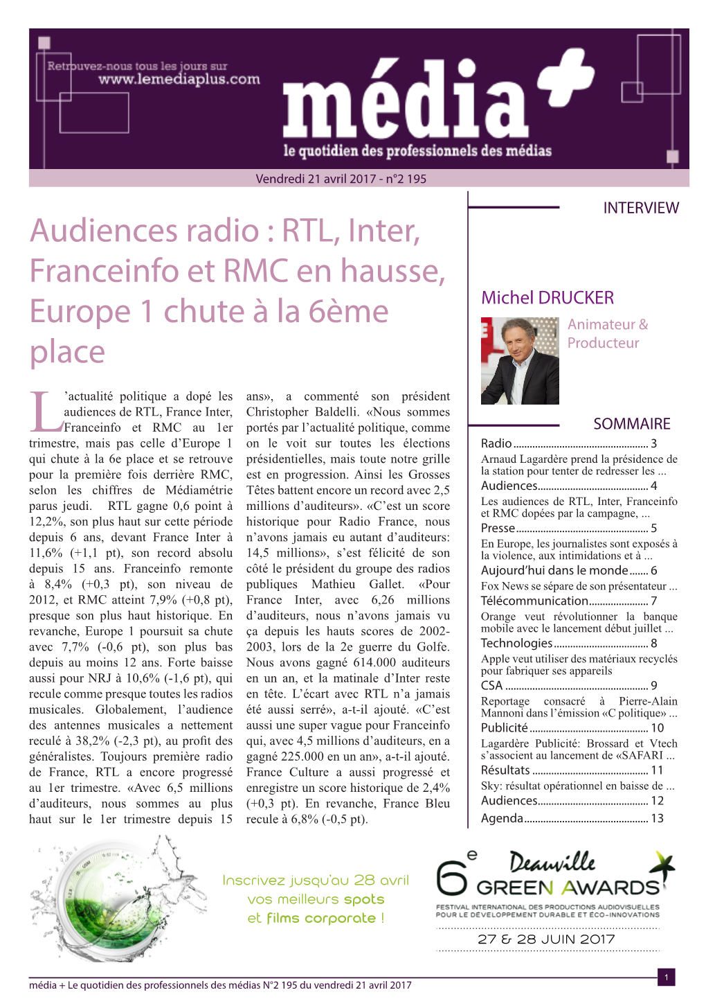 Audiences Radio : RTL, Inter, Franceinfo Et RMC En Hausse, Europe 1 Chute À La 6Ème Place