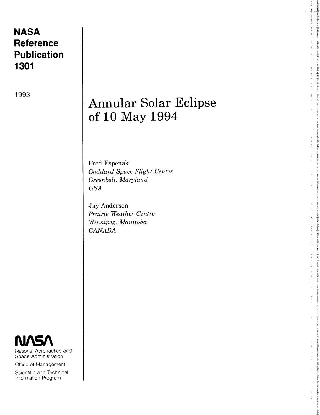 Annular Solar Eclipse of 10 May 1994