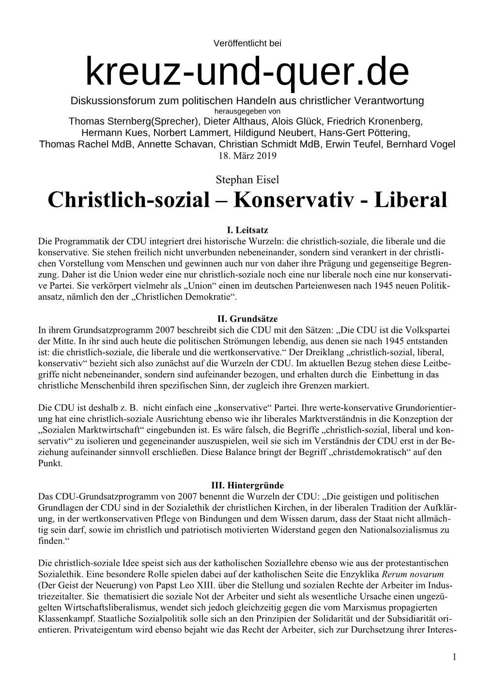 Christlich-Sozial – Konservativ - Liberal