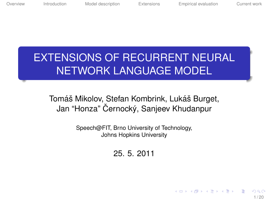 Extensions of Recurrent Neural Network Language Model