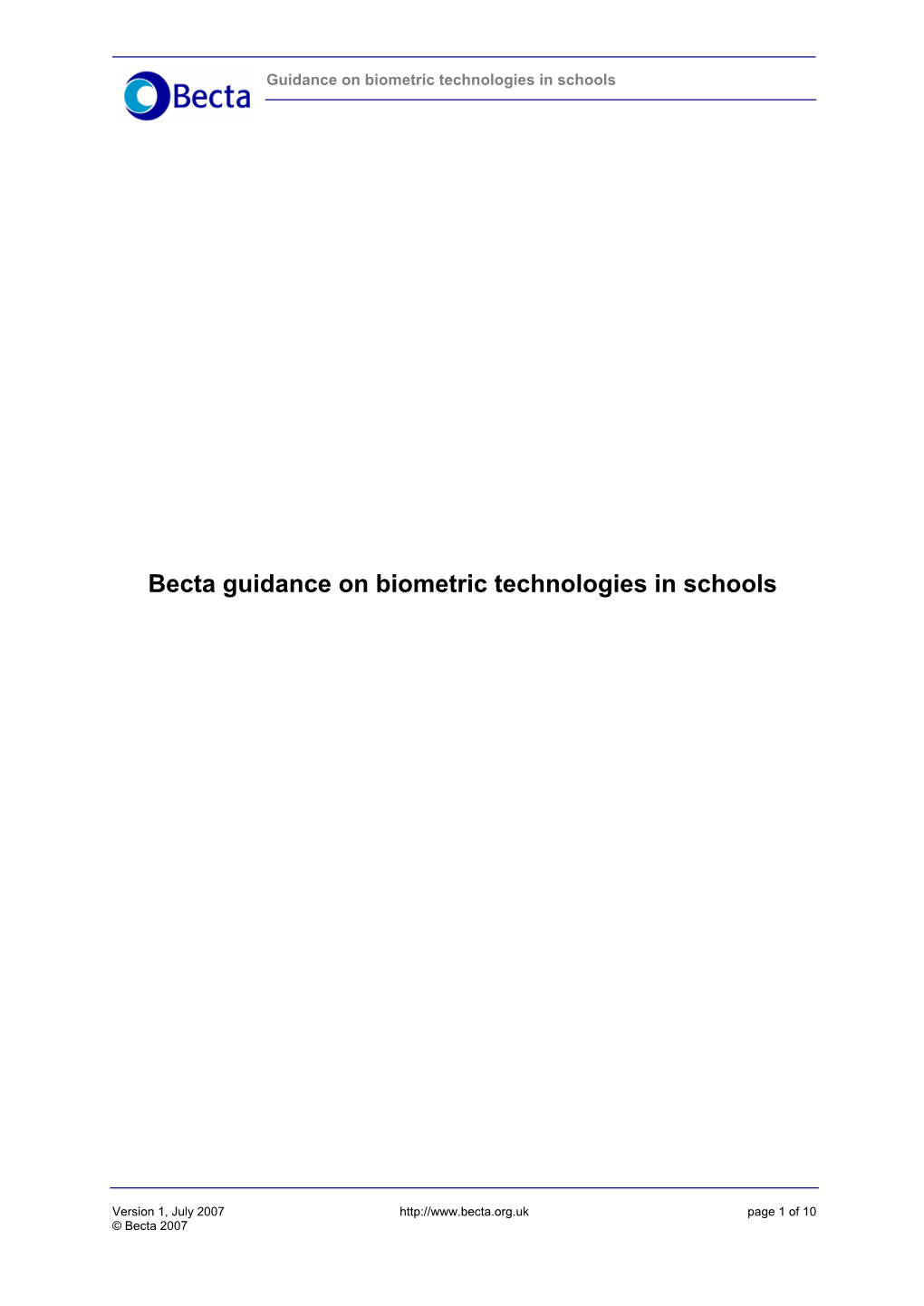 Guidance on Biometric Technologies in Schools