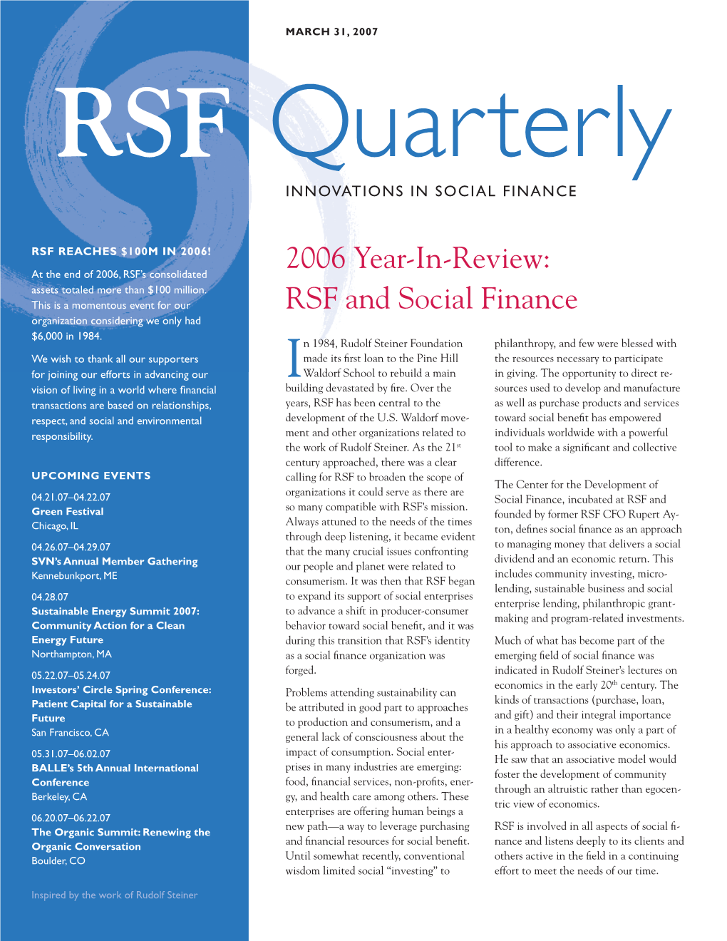 2006 Year-In-Review: RSF and Social Finance