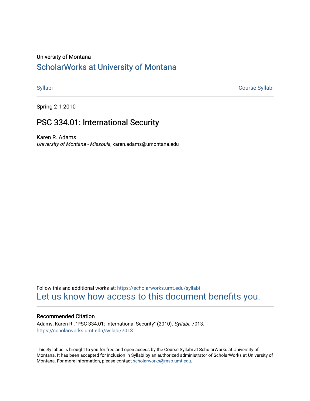 PSC 334.01: International Security