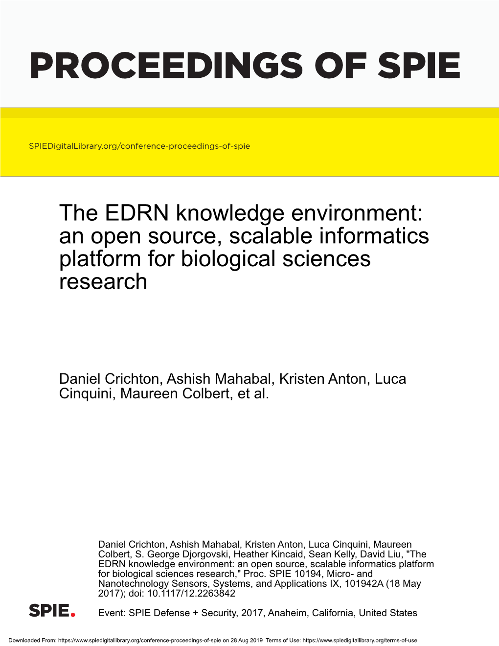 The EDRN Knowledge Environment: an Open Source, Scalable Informatics Platform for Biological Sciences Research