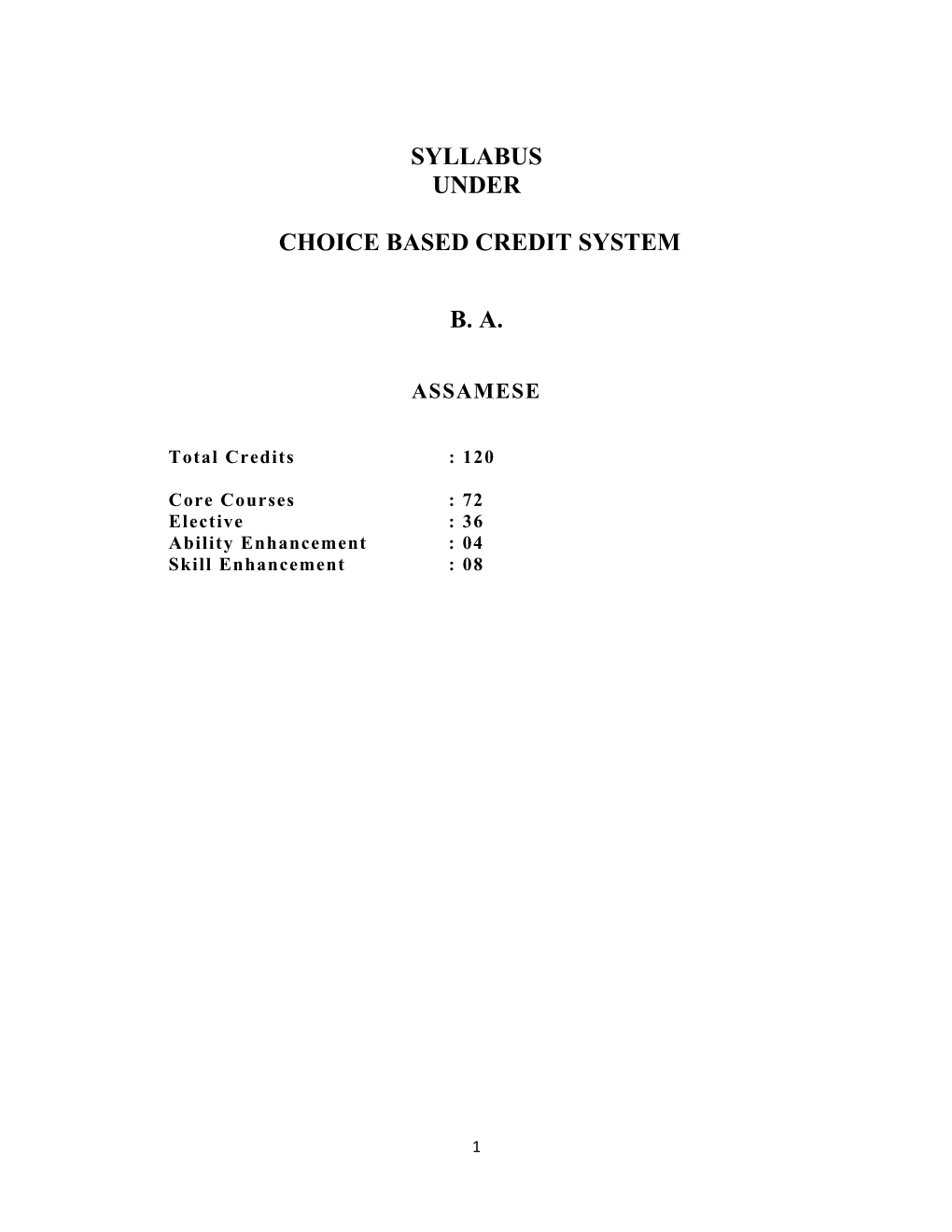 Syllabus Under Choice Based Credit System B. A