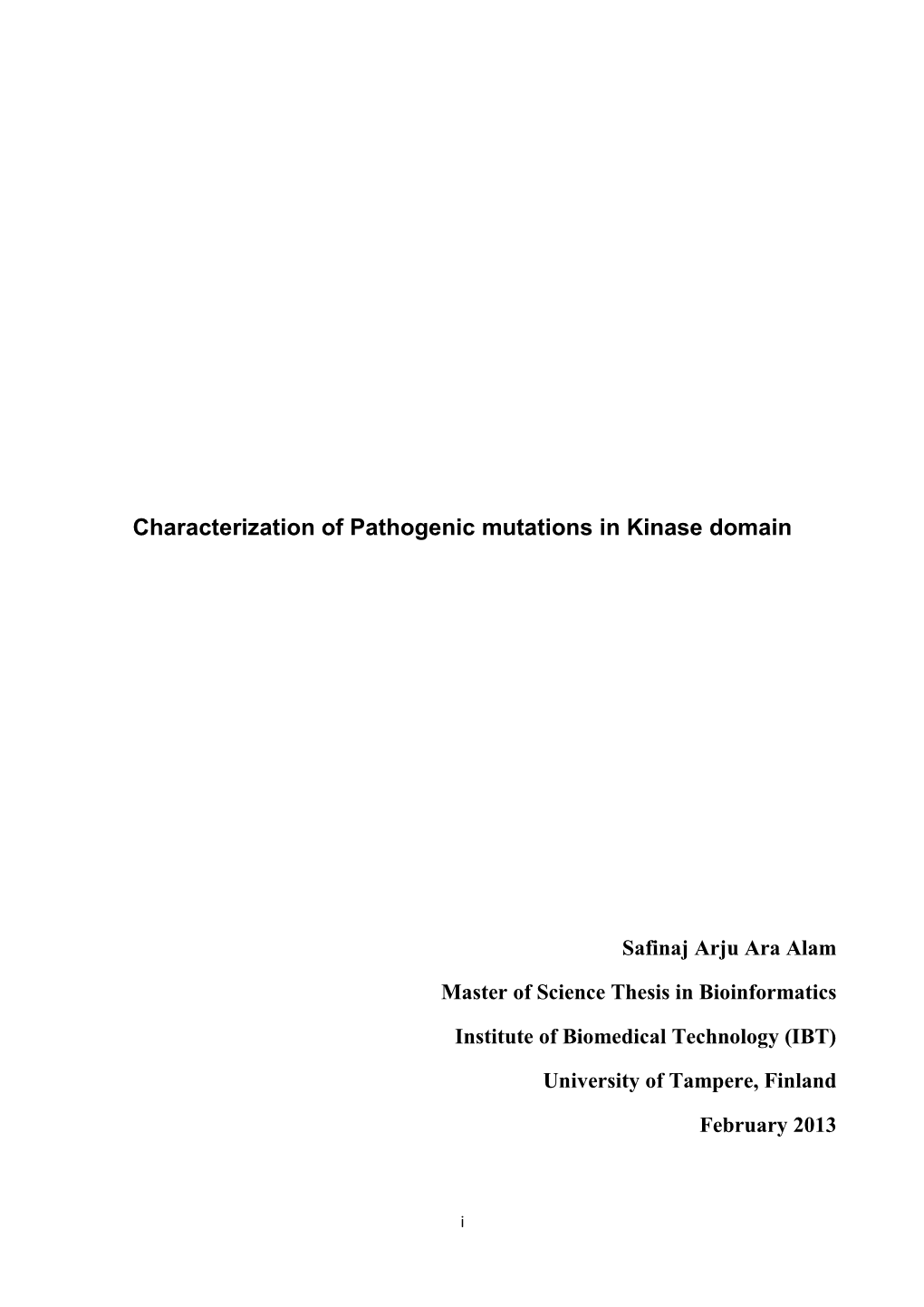 Characterization of Pathogenic Mutations in Kinase Domain