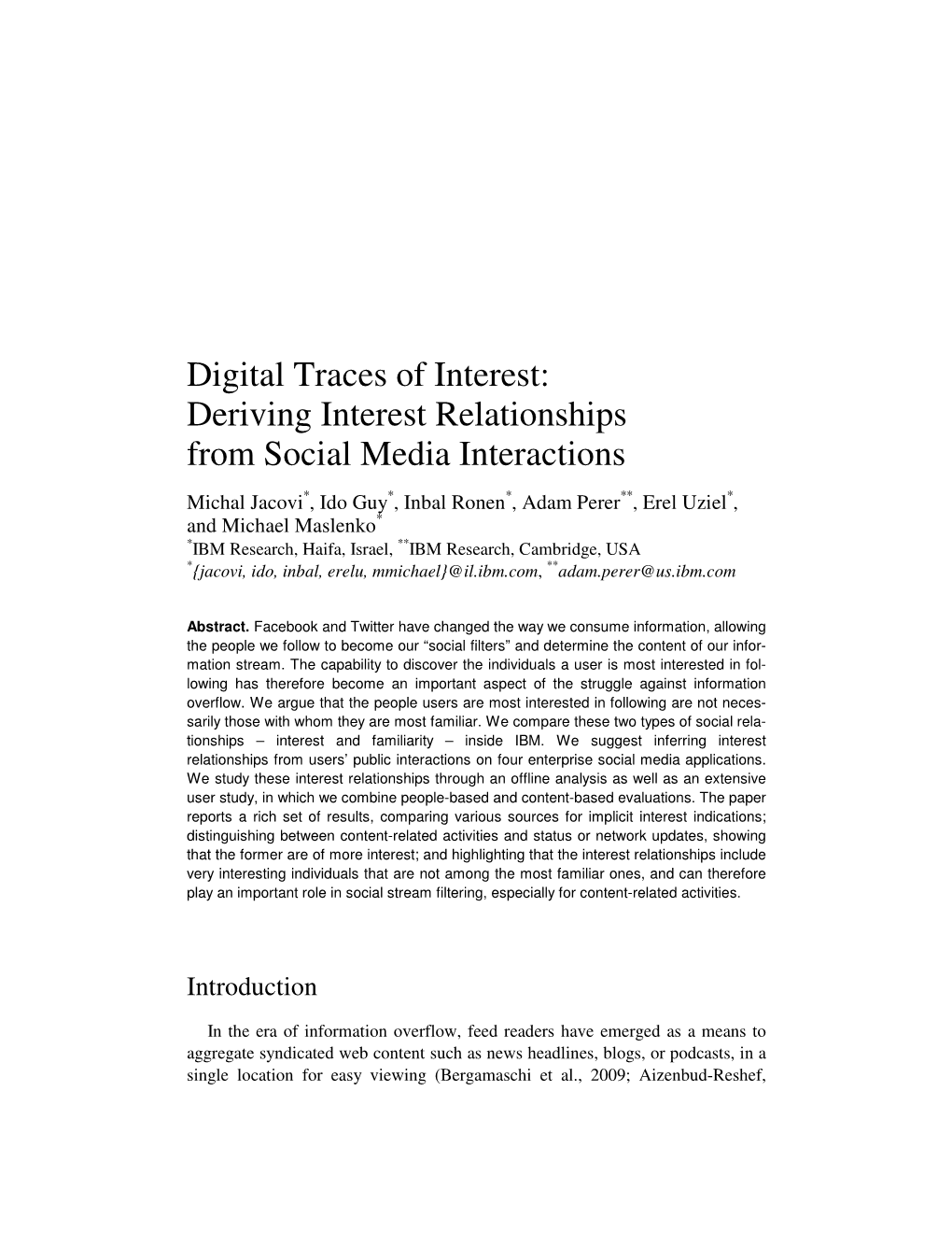 Deriving Interest Relationships from Social Media Interactions