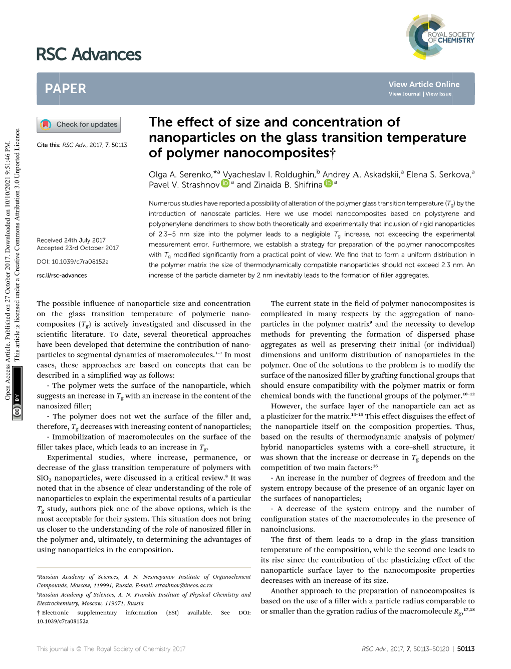 The Effect of Size and Concentration of Nanoparticles on the Glass