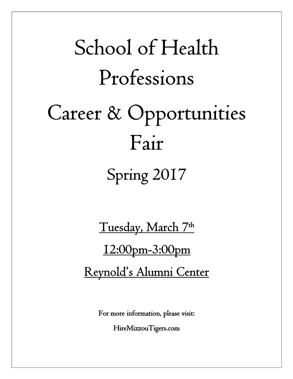 School of Health Professions Career & Opportunities Fair