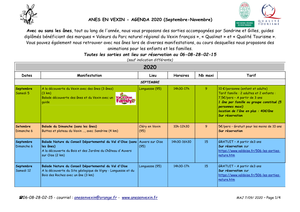 AGENDA 2020 (Septembre-Novembre)