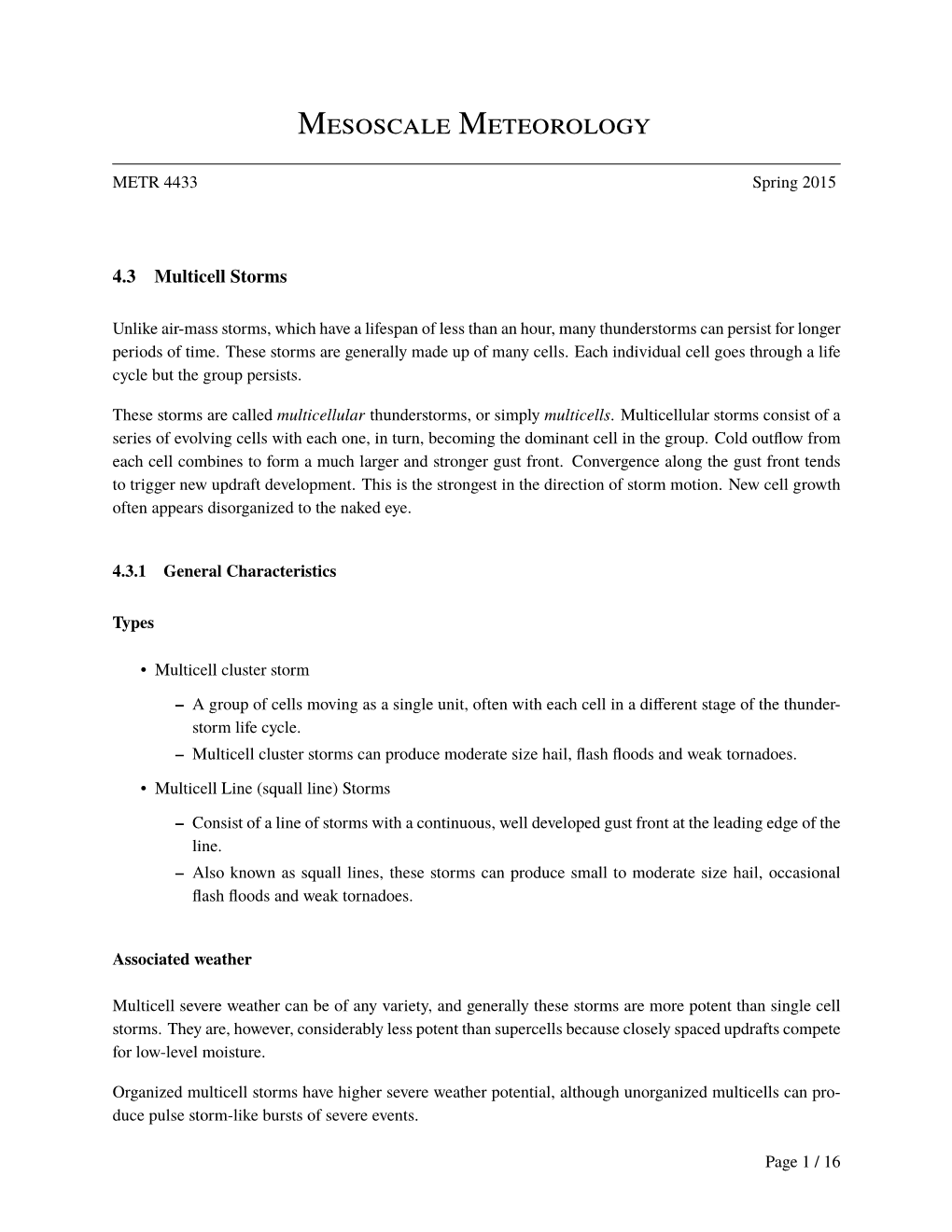 Mesoscale Meteorology