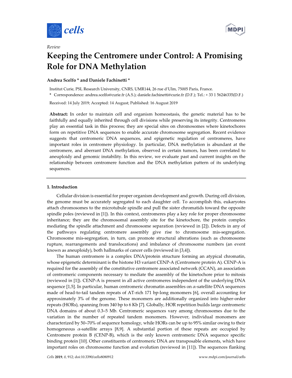 Keeping the Centromere Under Control: a Promising Role for DNA Methylation