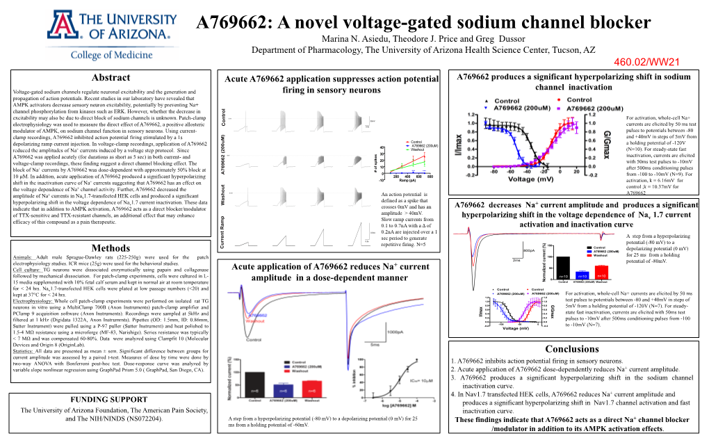 A769662: a Novel Voltage-Gated Sodium Channel Blocker Marina N