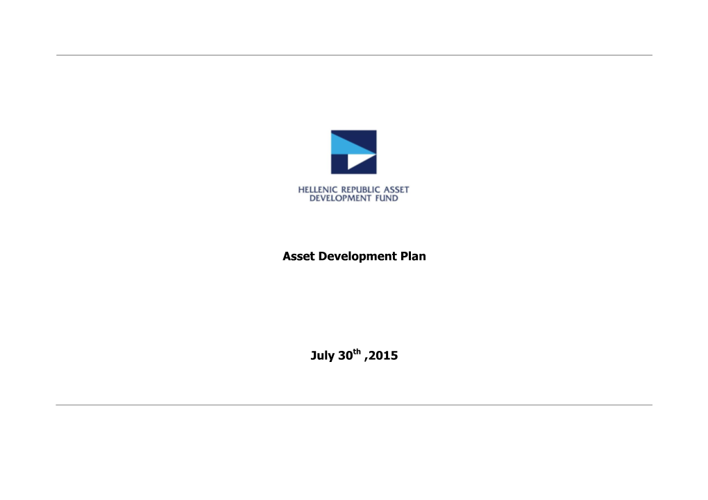 Asset Development Plan July 30Th ,2015