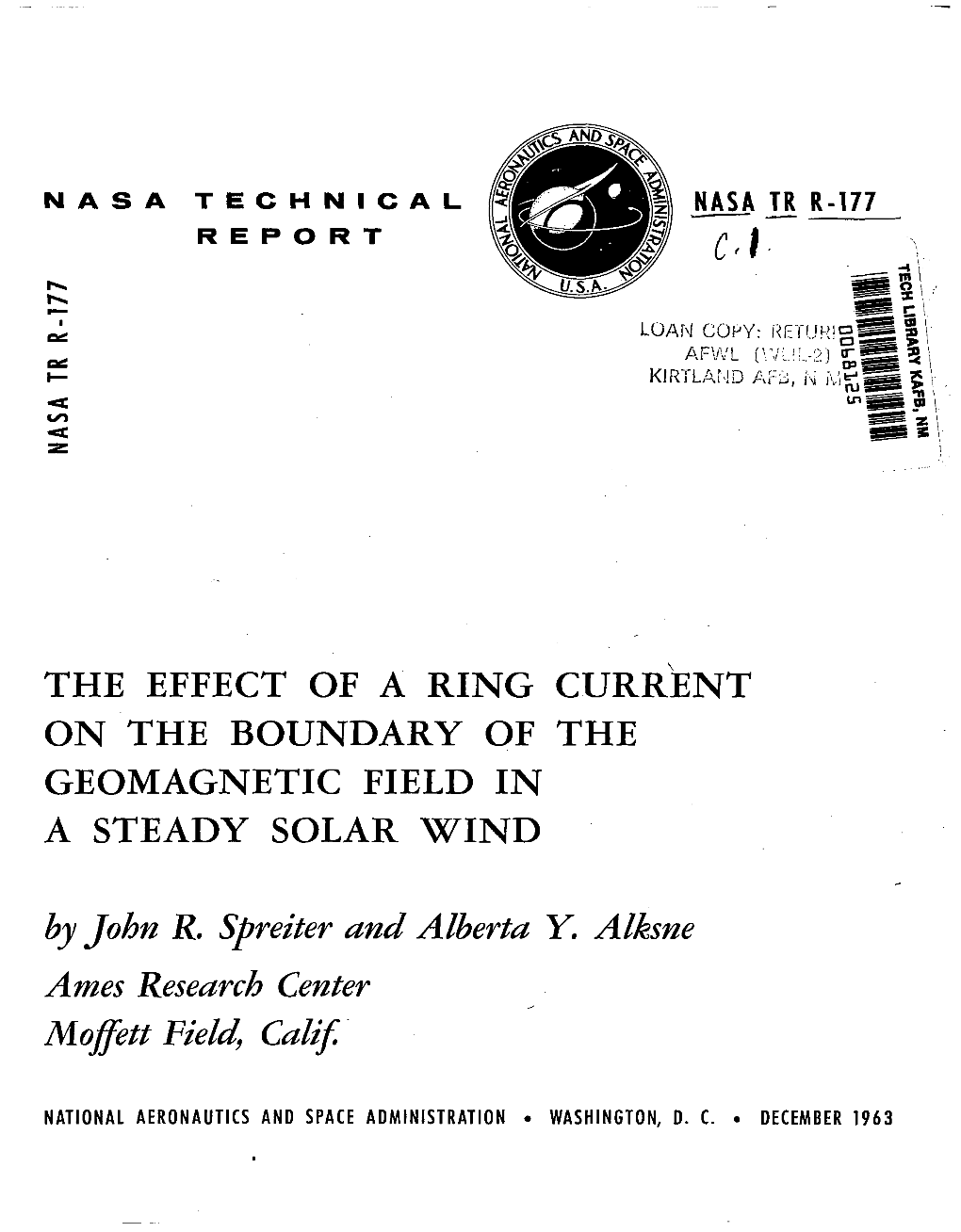 THE EFFECT of a RING CURRENT ON'the BOUNDARY of the GEOMAGNETIC FIELD in ASTEADY SOLAR WIND by John R