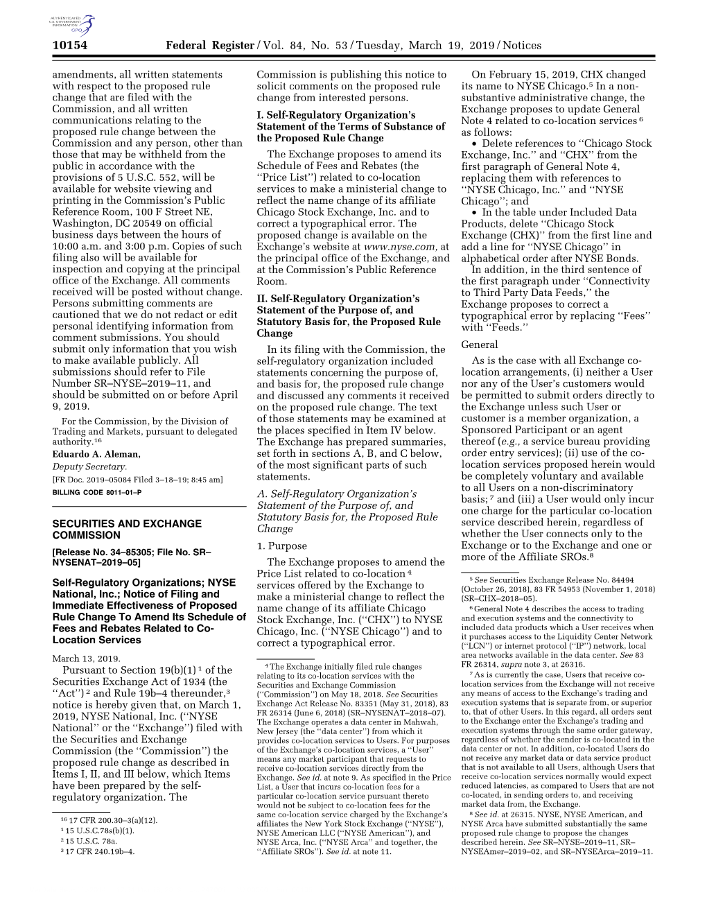 Federal Register/Vol. 84, No. 53/Tuesday, March 19, 2019/Notices