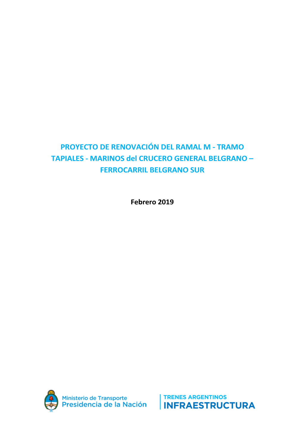 Proyecto De Renovación Del Ramal M Del Tren Belgrano Sur.(Pdf)