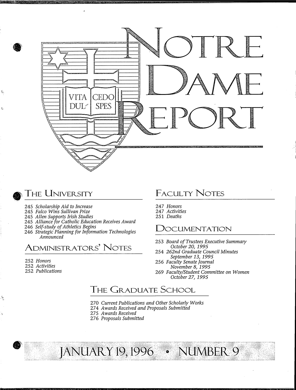 Notre Dame Report 25:09 (1996-01-19)