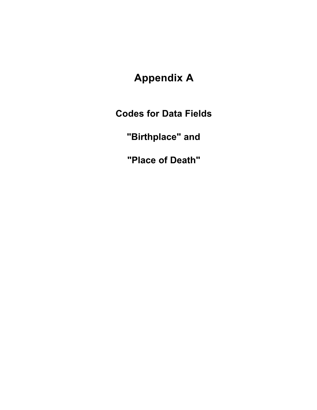 Codes for Data Fields, 