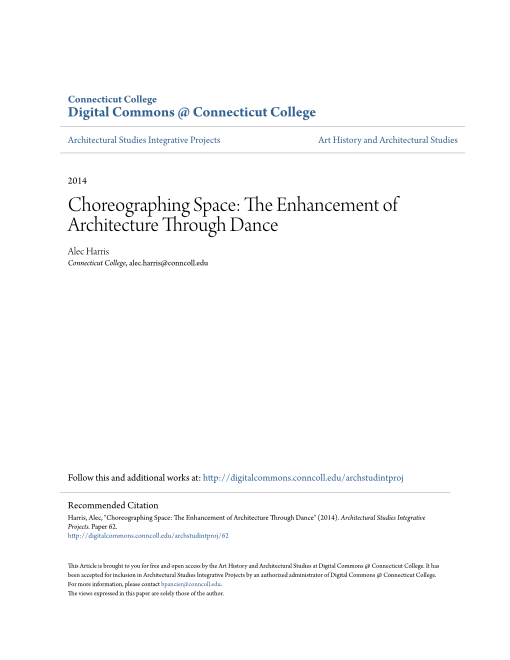 The Enhancement of Architecture Through Dance