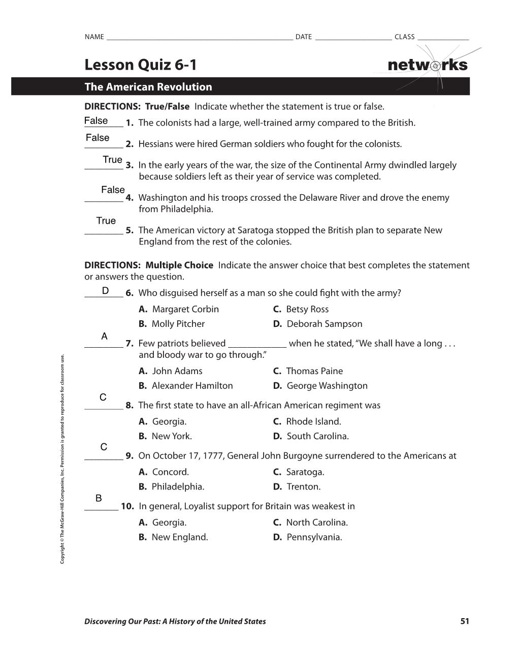 Netw Rks Lesson Quiz