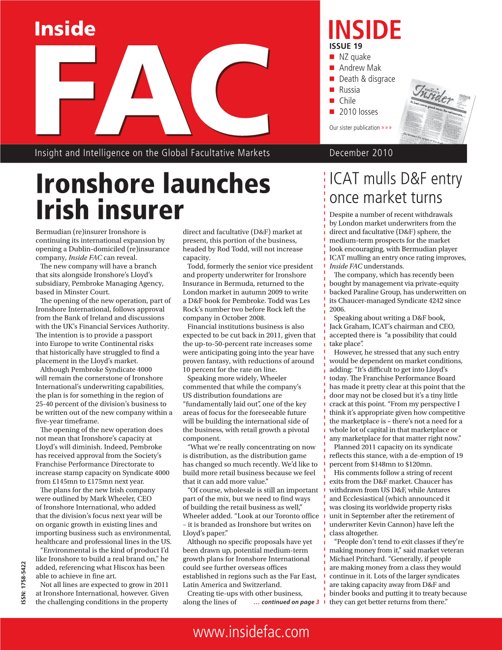 Ironshore Launches Irish Insurer P1 Has Continued to Develop Its Portfolio in the Airports