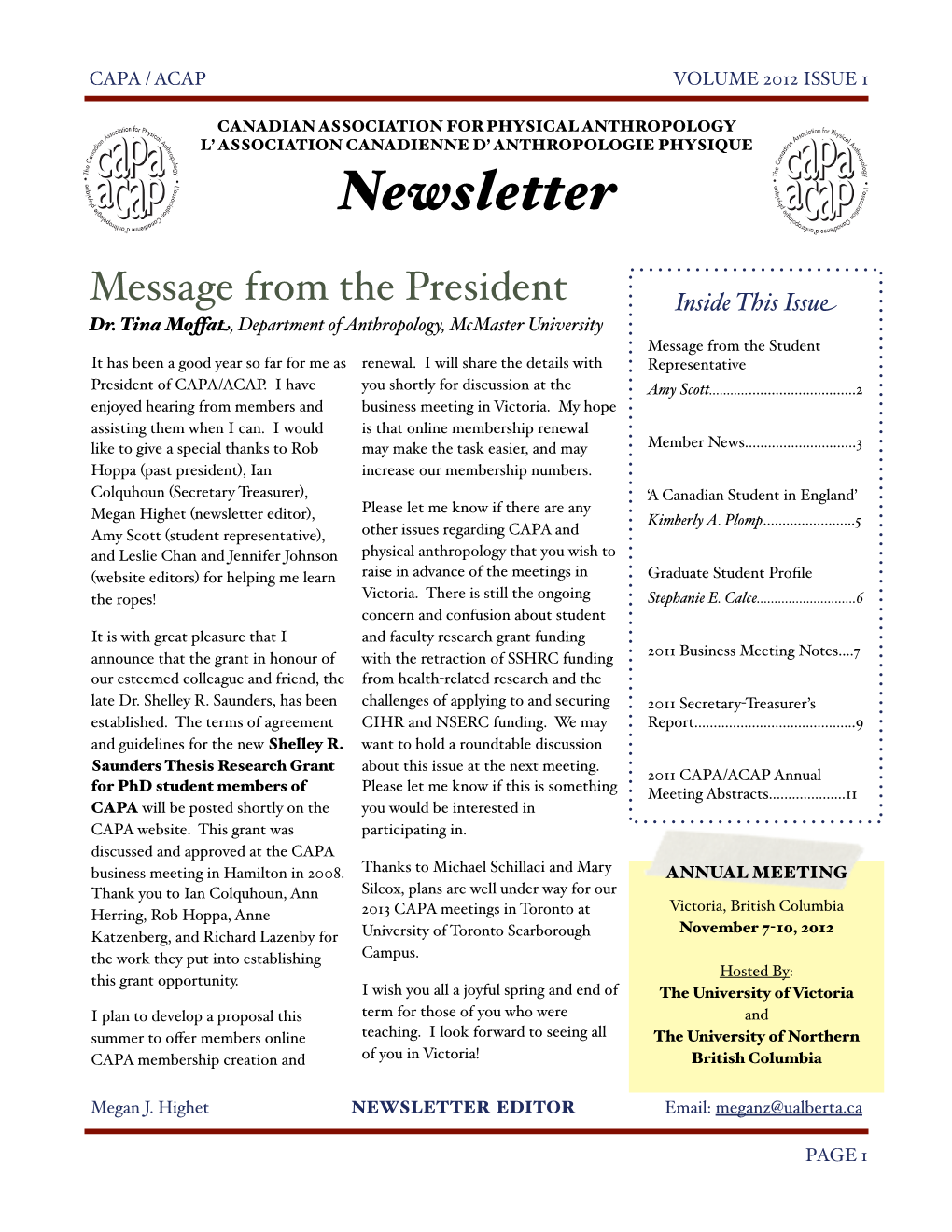 CAPA Newsletter Spring 2012