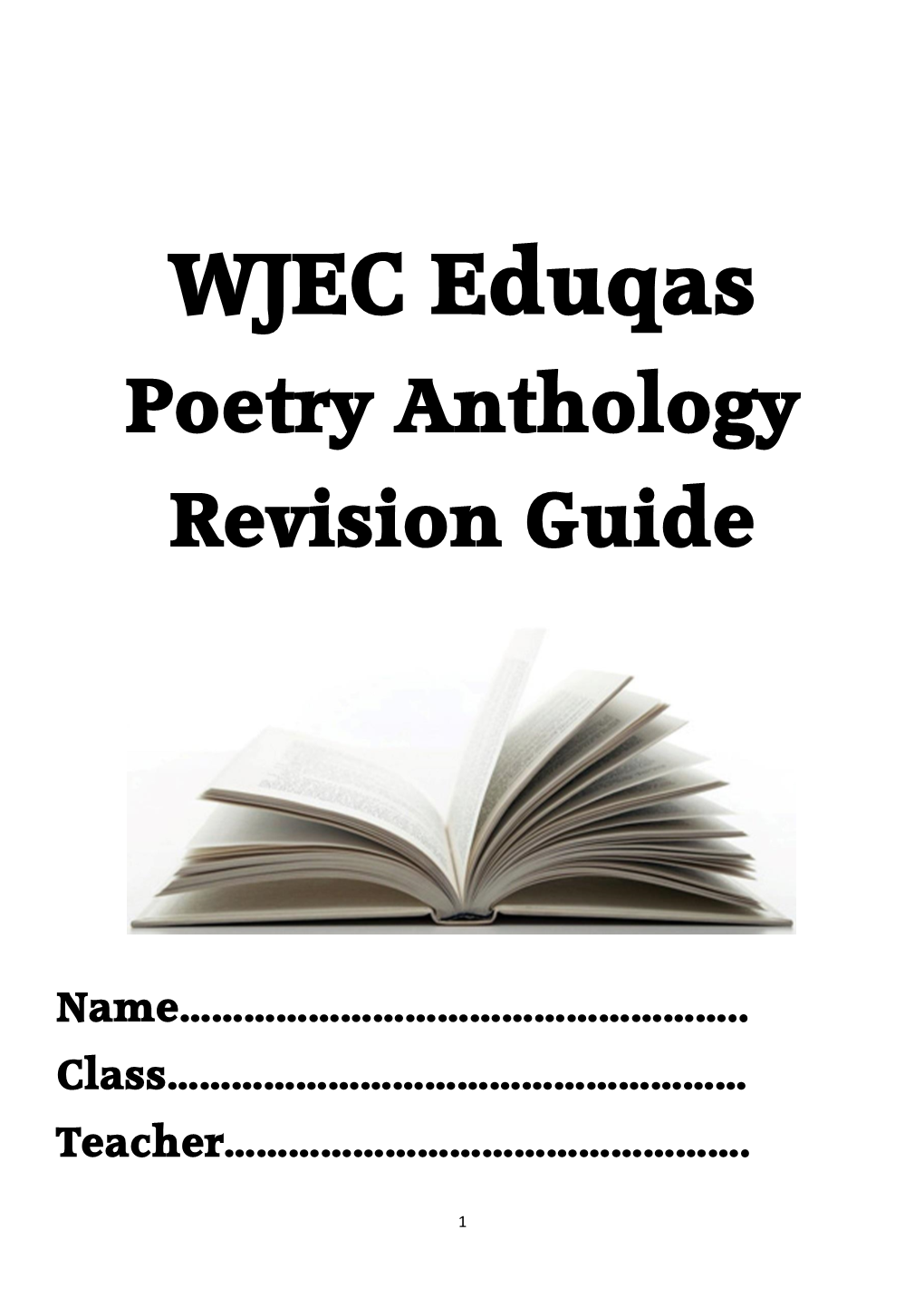 WJEC Eduqas Poetry Anthology Revision Guide