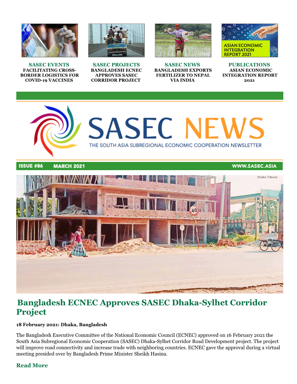 Bangladesh ECNEC Approves SASEC Dhaka-Sylhet Corridor Project