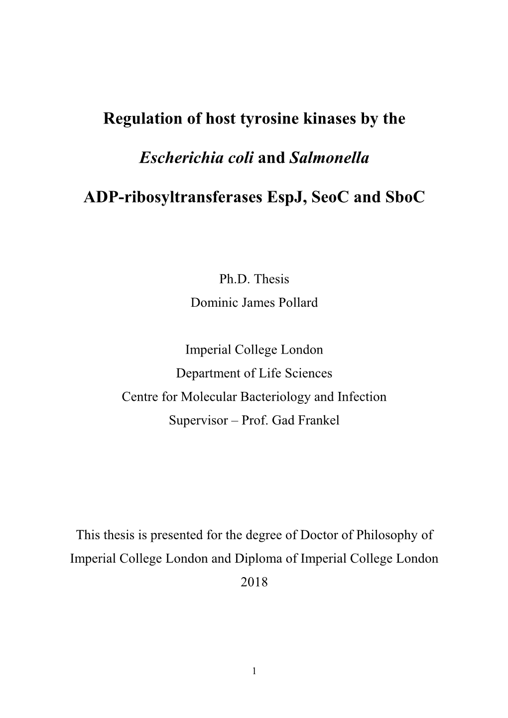 Regulation of Host Tyrosine Kinases by the Escherichia Coli and Salmonella