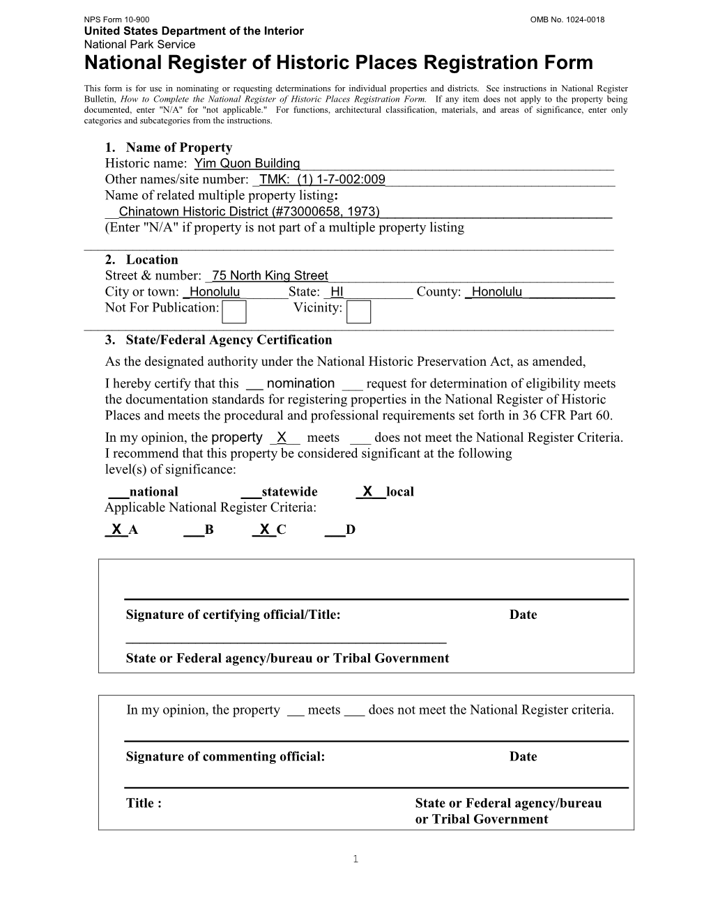 National Register of Historic Places Registration Form