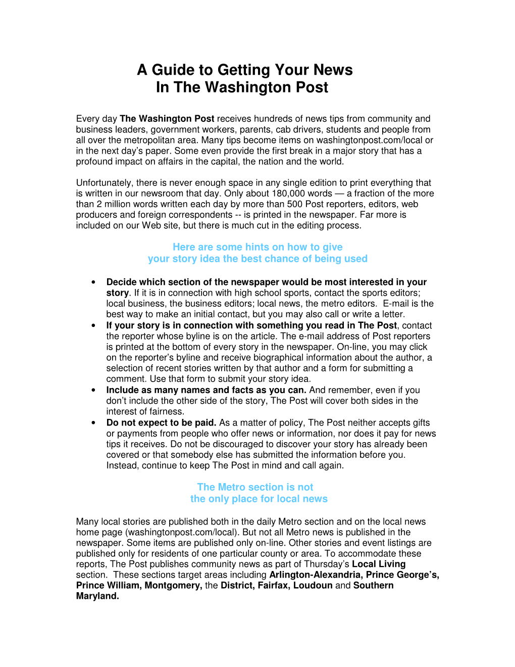 A Guide to Getting Your News in the Washington Post